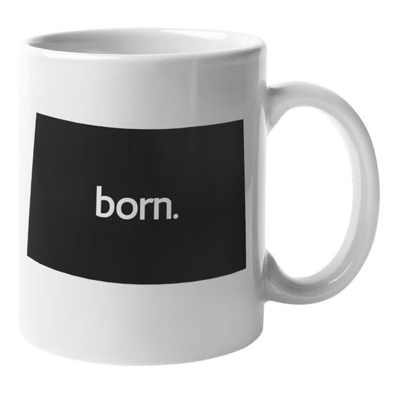 Colorado Born & CO USA State Map Outline, US Citizen Coffee & Tea Mug Cup (11oz)