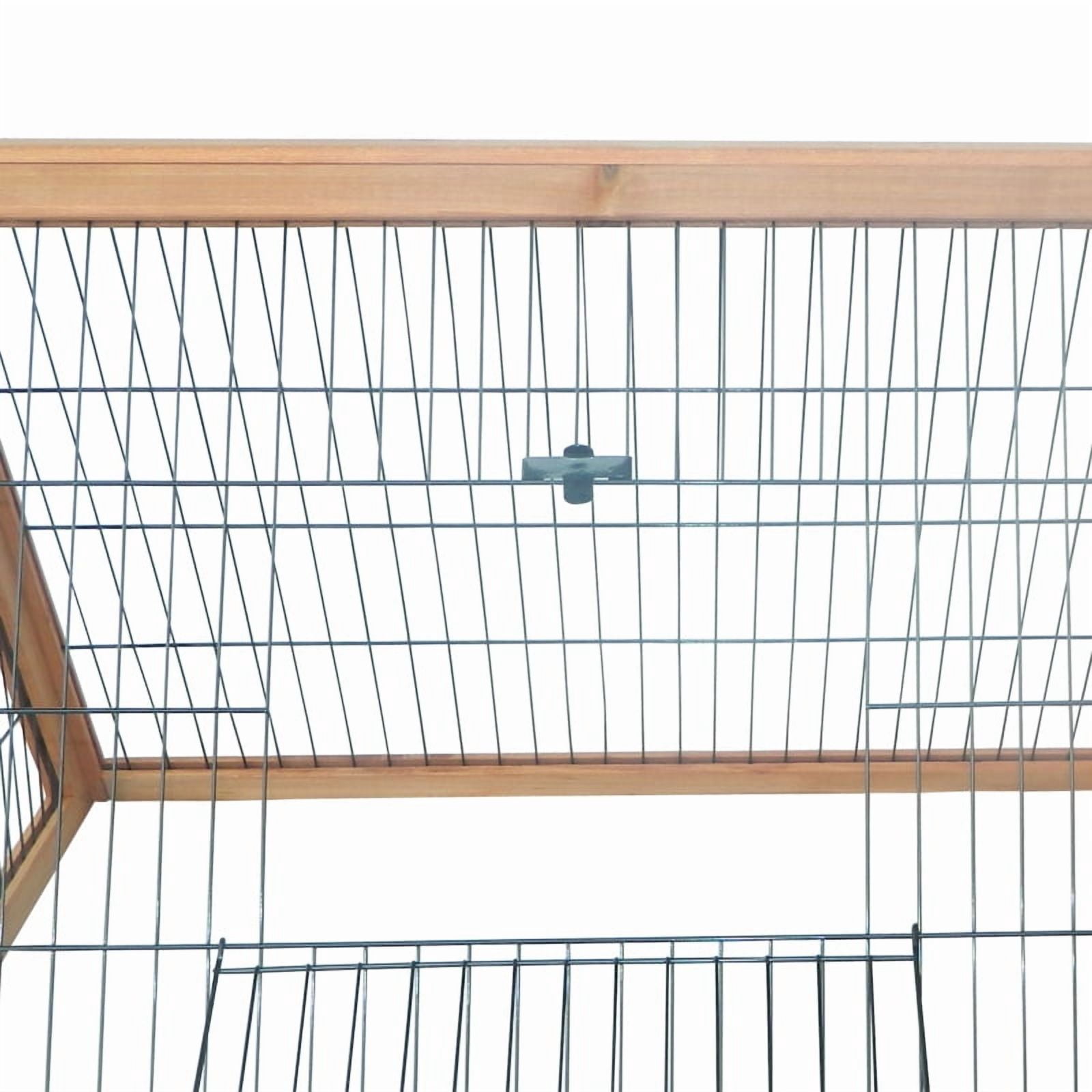 PawHut 46" x 24" Wooden Outdoor Rabbit Cage Small Animal Hutch with Outside Run & Ventilating Wire, Yellow