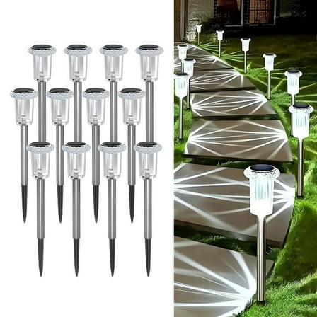 Solar Street Lights Outdoor, 12 Pack LED Pathway Lights – Warm White, IP65 Waterproof, Auto on/off for Garden, Walkway, Patio, Driveway, Landscape