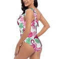 thumbnail image 4 of Pofeuu Flamingo Print Women's One Piece Swimsuits One Shoulder Swimwear Asymmetric Ruffle Monokinis Bathing Suits-Large, 4 of 6