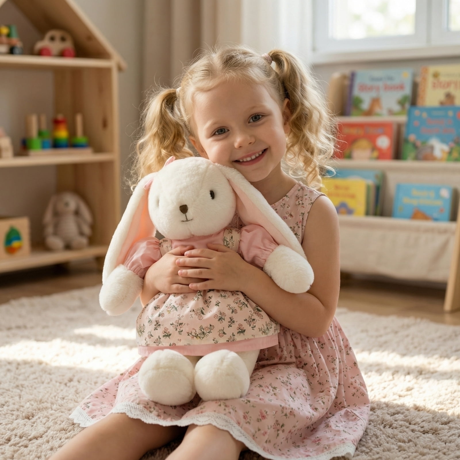 Plush Bunny Toy, White, 11.8 inch, 1 Pack, Suitable for Kids Gift Collection and Home Decoration