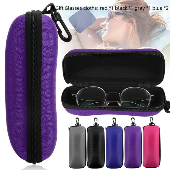 Portable Zipper Sunglasses Case in Five Colors with Hard Eyeglass Protector