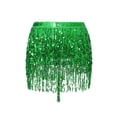thumbnail image 4 of Coduop Women Belly Skirt,Sequined Fringe Miniskirt,Mini Skirt for Dance Performance,Rave Party, 4 of 9