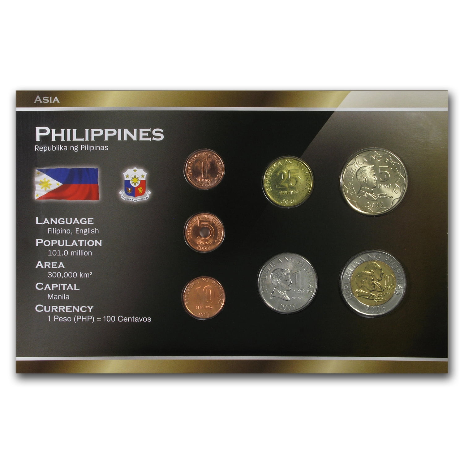 10 piso 2002-2011 UNC 1 sentimo Philippines set of 7 coins 