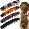 thumbnail image 1 of STSTR 4 pinzas para el pelo con pasador francés para mujer de 2,48 pulgadas, pequeñas pinzas para el pelo de concha de tortuga, curvadas, brillantes, finas, accesorios planos para el cabello para muje, 1 of 1