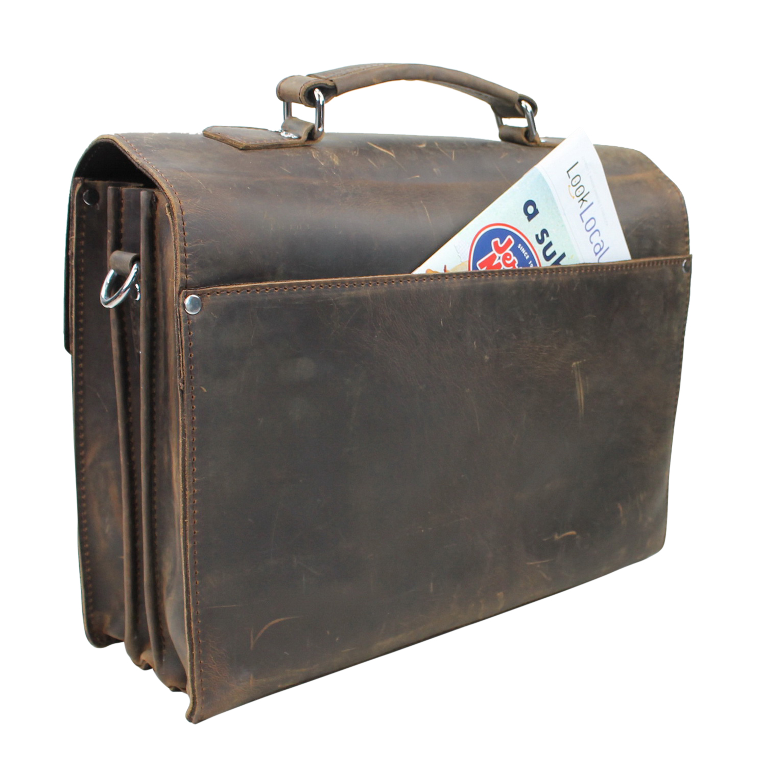 Vagarant Traveler Shrek Style Cowhide Leather Portfolio Briefcase L45.VB