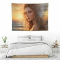 thumbnail image 3 of ONETECH Tapestry Flying Sad Darkhaired Girl Angel Merry Wings Goes Sun People Archangel Animation Asian Bird Black Tapestry Wall Hanging Beach Tapestry for Dorm Decor, 3 of 7