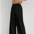 thumbnail image 2 of Pantalones casuales de color sólido con cordón y bolsillos micro ajustables para mujeres europeas y americanas, 2 of 4