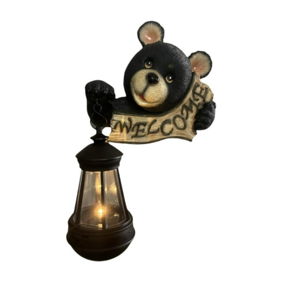 Colaxi Bear Outdoor Statue Bear Solar Light with Solar Lantern Landscape Lamp Gift Crafts Resin Sculpture for Yard Garden Patio Lawn