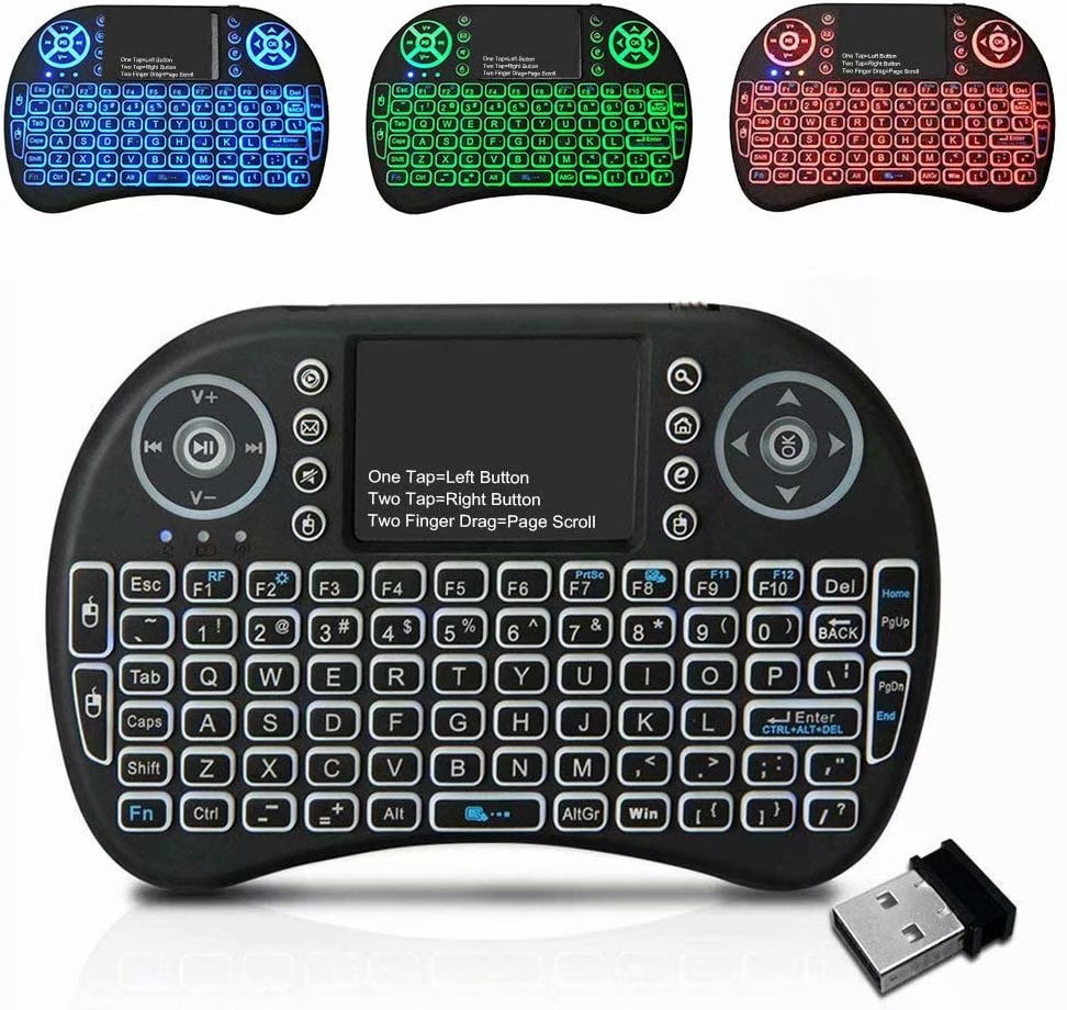 Calvas MINI Backlight QWERTY Keyboard 2.4GHz Wireless Air mouse Remote Control for Smart TV Android TV Box Build-in LI-battery Color: with battery