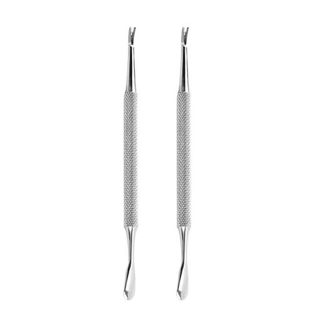 

BESTONZON 2pcs Stainless Steel Cuticle Remover Silver Dead Skin Cuticle Pusher Trimmer Pedicure Nail Art Tool(Silver)