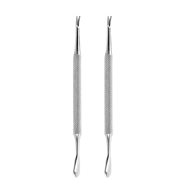 FELTECHELECTR 2 piezas de removedor de cutículas de acero inoxidable, plateado, para piel muerta, herramienta para pedicura y decoración de uñas (plateado)