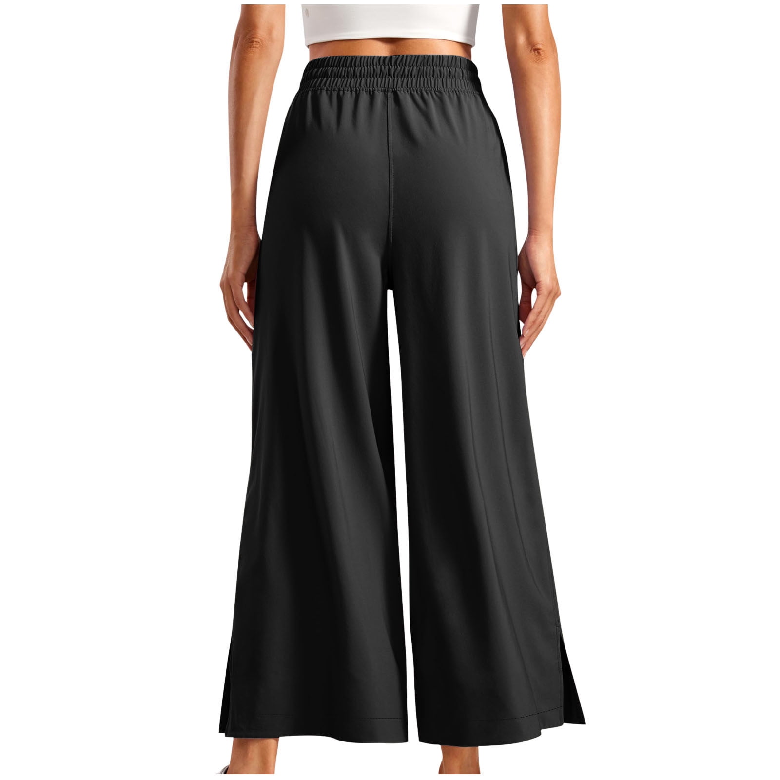 ●●ODS●● BELTED WAVE SLACKS (5color) Zpanxa Wide Leg Pants Woman Solid Color Elastic Waistband