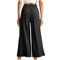 thumbnail image 4 of USNSM Women's Wide Leg Pants Solid Color Athletics Quick Dry Trousers Casual Slit Loose Drawstring Pants with Pockets Black XXL, 4 of 7