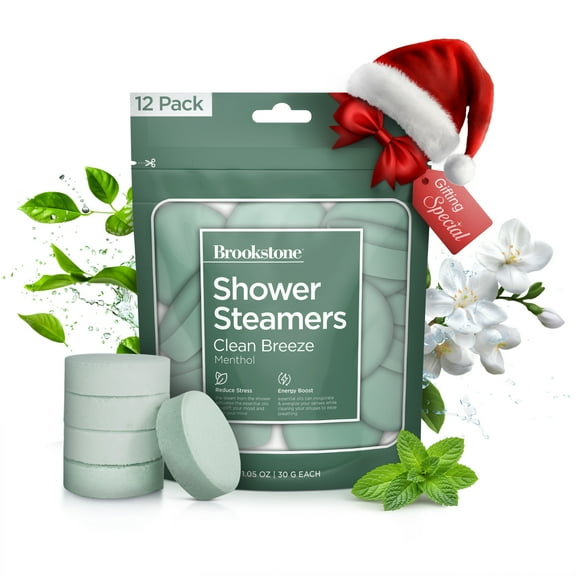 Brookstone Shower Steamers 12 Shower Tablets with Peppermint & Neroli – Stress Relief for Energizing Showers