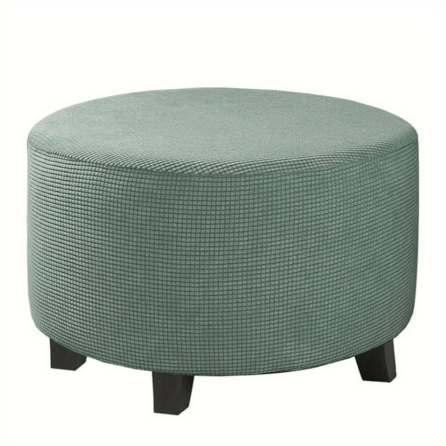 CNKOO 1pc Contemporary Round Ottoman Footstool Cover Stretchable Polyester and Spandex Blend Machine Washable Non-Slip Grip Elastic Band Closure 180-200gsm Weight - Small Size ZZZ