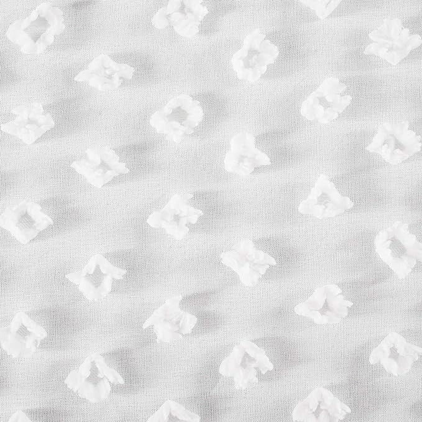 DriftAway Olivia Pinch Pleated Voile Sheer Blackout Curtain Embroidered with Pom Pom Single 52"x84" Off White