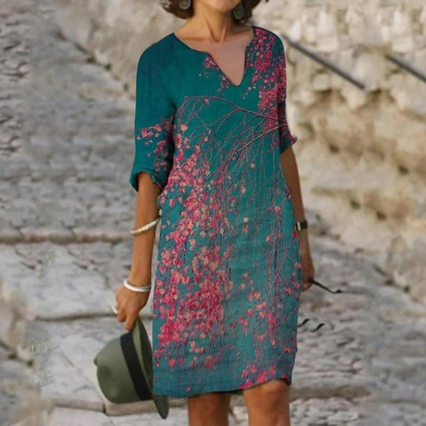 Sexy Dresses For Club Night Womens Summer Sex Printed Casual V-Neck Ladies  Dress Beach Short Sleeve Dress - Walmart.ca
