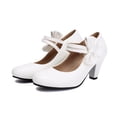 thumbnail image 2 of SACFOF Women's Low Kitten Heel Mary Jane Oxfords Pumps Comfortable Ankle Strap Dress Shoes with Bow, 2 of 6