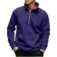 thumbnail image 2 of Xcmzpl Quarter Zip Pullover Mens Casual Fleece Sweatshirt Long Sleeve Mock Neck Sweater Solid Fall Sweat Shirts with Pocket, 2 of 9