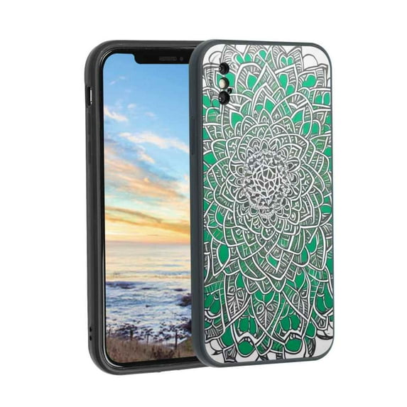 Compatible with iPhone XS Phone Case, Mandala-108 Case Men Women, Flexible Silicone Shockproof Case for iPhone XS