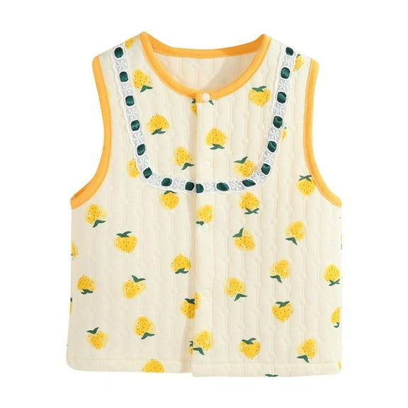 ShomPort Girls Vest Baby Girls Cute Cotton Warm Waistcoat Spring Sleeveless Buttons Jackets 1Y-6Y