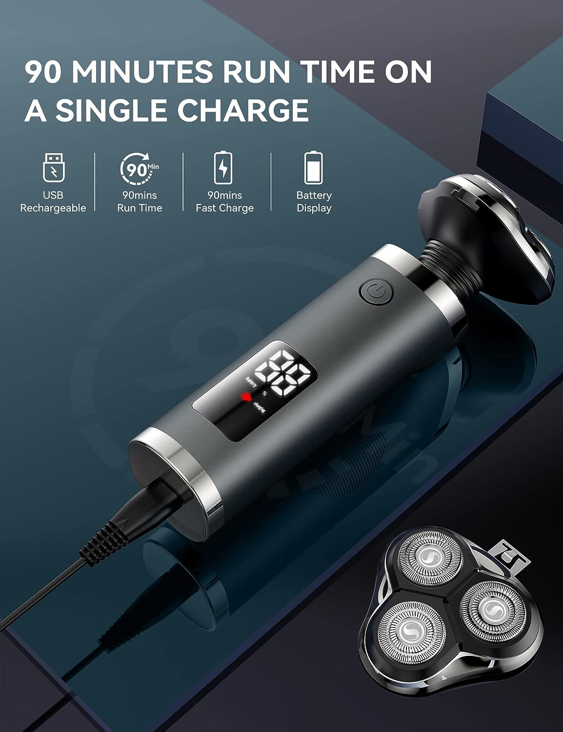 Obacre 3-In-1 Electric Shaver with Beard and Nose Trimmer photo 6