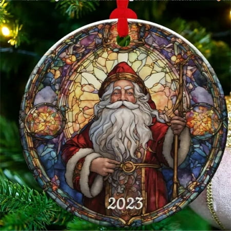 

2D Acrylic Christmas Tree Pendant Santa Pendant Christmas Double Print 2D Fun Pendant