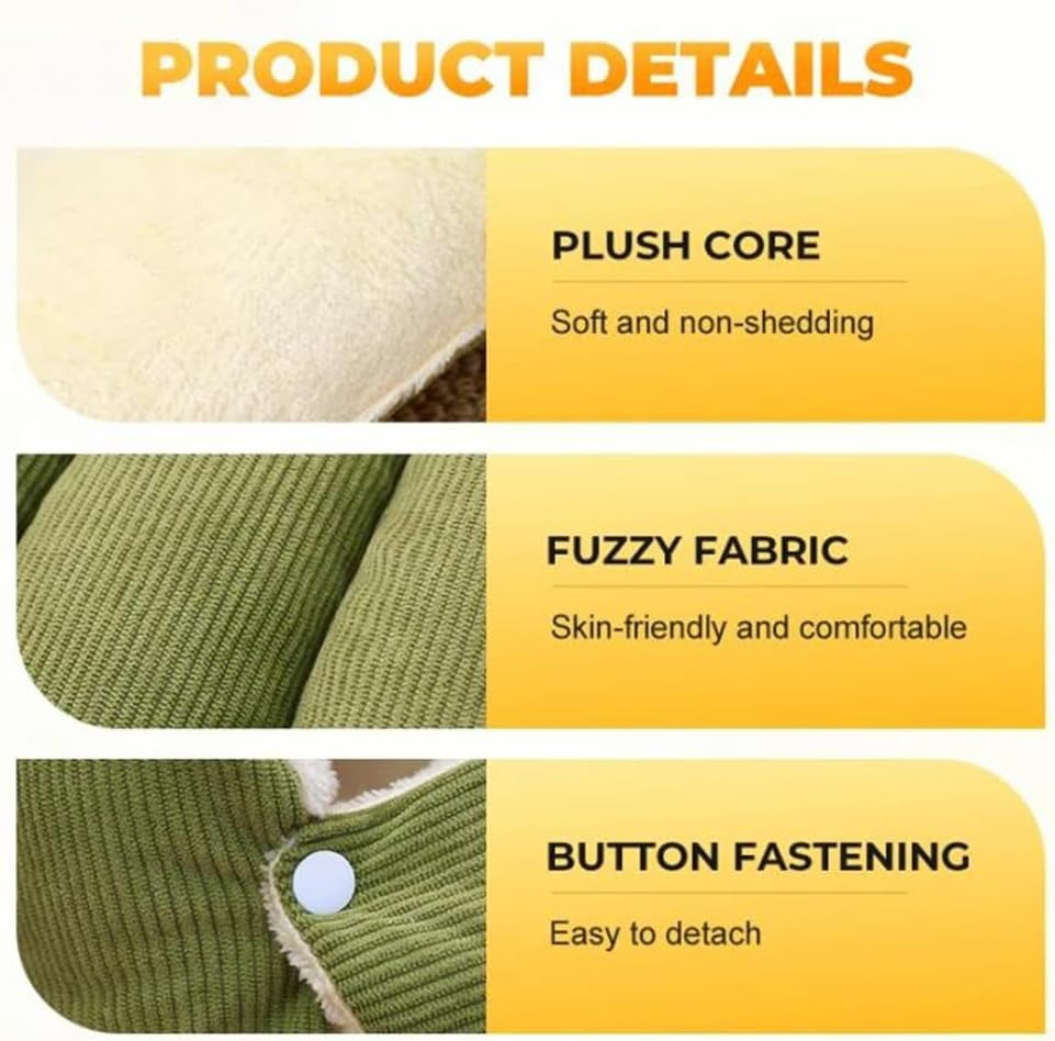 Warmth Cozy Comfort Plush Pet Cave, 2-in-1 Cozy Monster Cat Bed with Removable Cushion, Warm Nest Sleeping Bed Puppy House for Indoor Cats Small Dogs, Foldable Burrow Dog Sleeping Bag(Green,L)