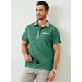 thumbnail image 5 of Demotime Men's Polo Shirts Casual Button-Down Shirts Short Sleeve Polo Shirts Green S Contrast Turndown Collar T Shirts Golf Solid Classic Stylish Tops, 5 of 7