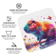 thumbnail image 3 of Honeii Watercolor Butterfly Guinea Pig print Leather Coaster Set of 4, ideal for safeguarding your furniture from drinks spills and effortless cleanup-Square, 3 of 6