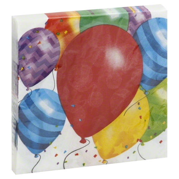 Balloon Blast Paper Beverage Napkins 16 Count for 8 Guests
