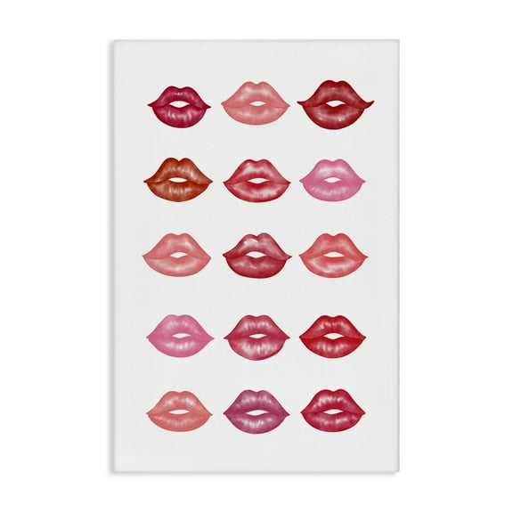 Stupell Industries Red & Pink Lips Beauty & Fashion Painting Gallery Wrapped Canvas Art Print Wall Art, 16 x 24