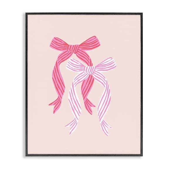 Stupell Industries Striped Bows on Pink Black Framed Giclee Art design by Krissy Mast, 14 x 11