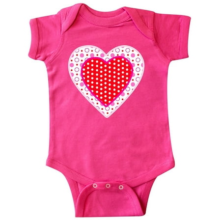 

Inktastic Valentine Red Heart with Dots Gift Baby Boy or Baby Girl Bodysuit