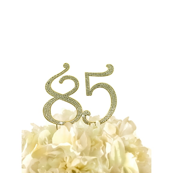 Rhinestone Cake Topper - Number 85 - Gold