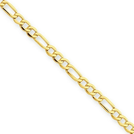 14k Gold Anklet - 14k Yellow Gold 10in Solid Lightweight Figaro Anklet Chain