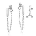 thumbnail image 3 of Minimalist Sterling Silver Bar Chain .925 Sterling Silver Front to Back Hoop Earring, 3 of 5