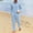 Light Blue men plus size 2 piece outfits a1, variant on Cagogo Men Plus Size 2 Piece Outfits Collared Long Sleeve Shirt Wide Leg Drawstring Pants Casual Sets Solid Basic Loungewear Vacation Travel, Black S