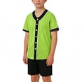 thumbnail image 2 of Gfyviroh Toddler Boys Baseball Jersey Short Sleeve Button Down Casual Sports Tee Mesh Patchwork Quick Dry Athletic T-Shirt, 2 of 5