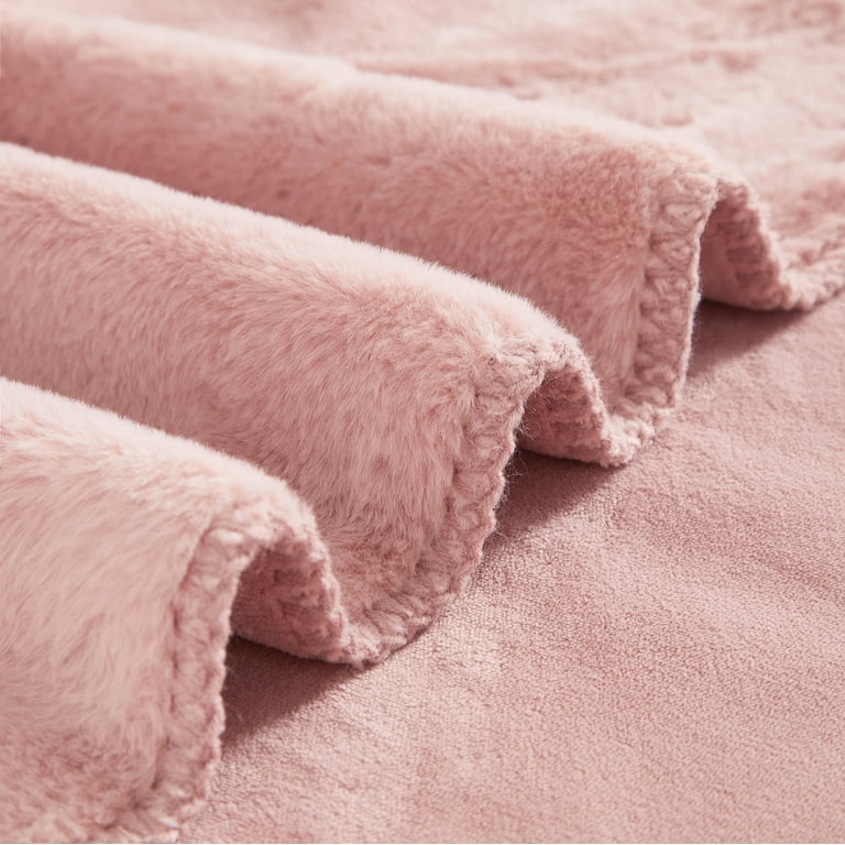 Cozy Haven Luxury Reversible Faux Fur Pink Throw Blanket photo 4