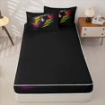 thumbnail image 4 of Castle Fairy Urban Motorbike Zipper Twin Comforter Sets with Fitted Sheet and 2 Pillowcases,Paint Burst Decor Zipper Bedding Set for Bedroom,Blue Pink,4-Piece,Black Reversible, 4 of 6