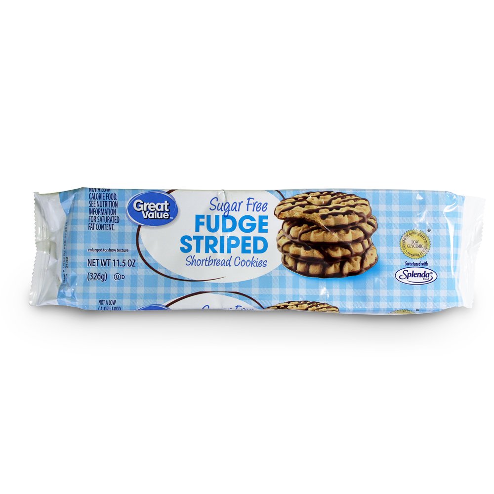 Great Value SugarFree Fudge Striped Shortbread Cookies, 11.5 Oz.
