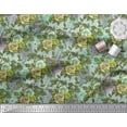 thumbnail image 2 of Soimoi Cotton Duck Fabric Leaves & Grandiflora Roses Floral Printed Craft Fabric by the Yard 42 Inch Wide, 2 of 3