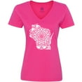 thumbnail image 3 of Inktastic Wisconsin Silhouette Mandala Women's V-Neck T-Shirt, 3 of 5