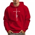 thumbnail image 5 of Men's 100% Cotton FAITH LETTERS Hoodie 450g Thick Pocket Hood, 5 of 14