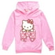 thumbnail image 3 of Hello Kitty nueva ropa para niños de algodón puro Color sólido estampado de dibujos animados Sudadera con capucha niñas moda Tops de manga larga para niños, 3 of 5