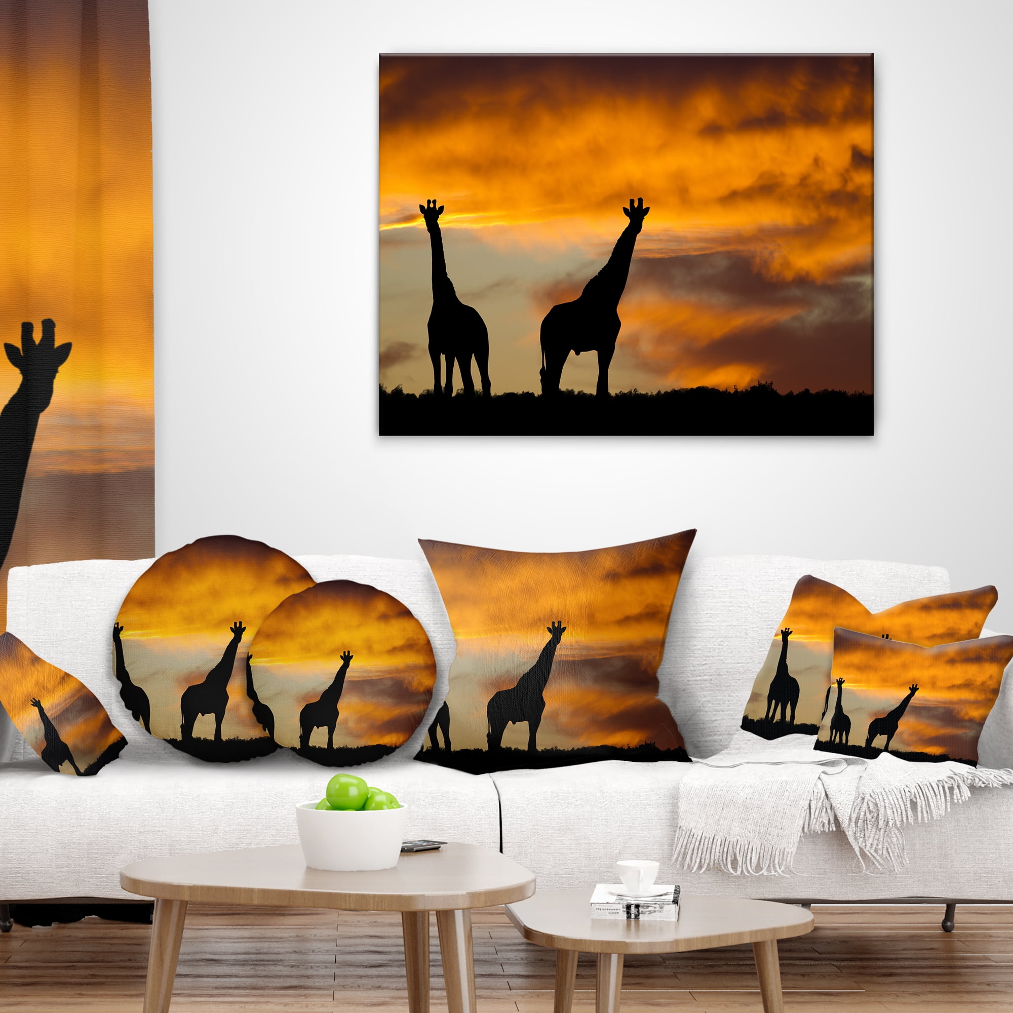 Designart African Wildlife Silhouette - African Throw Pillow - 16x16