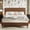 Dark Brown, variant on Smile Nest Full Size Bed Frame, Platform Bed with Upholstered Faux Leather Adjustable Headboard, Dark Brown