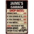 thumbnail image 1 of JAIME'S Garage Shop Rates Sign Man Cave Décor 8 x 12 Matte Finish Metal 108120010270, 1 of 1